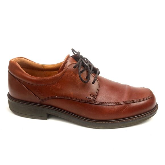 Ecco Holton Oxford Dress Shoes Apron Toe Tie Brown Leather Lace Up EU43 /US9-9.5